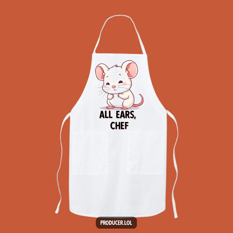 Funny Mouse Listening Apron: Attentive Chef's Gift