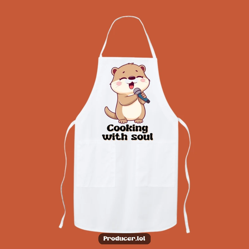 Funny Otter Singing Apron - Cute Microphone Chef for Kitchen Tunes