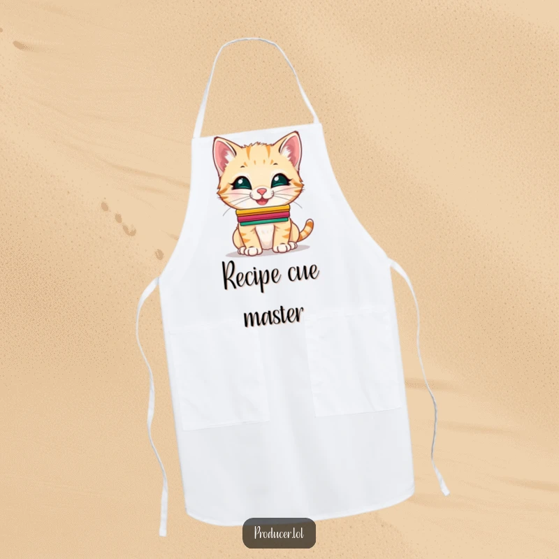 Funny Kitten Apron: A giggling kitten balancing cue cards on its nose, a humorous and stylish kitchen accessory.