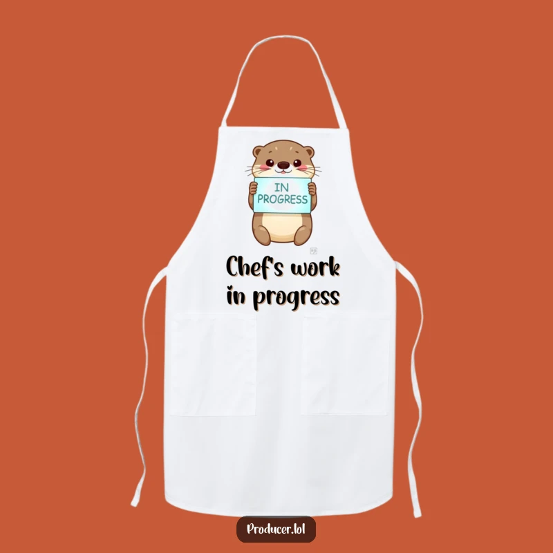 Funny Otter Apron - Chef 'In Progress' Sign, Kitchen Protector