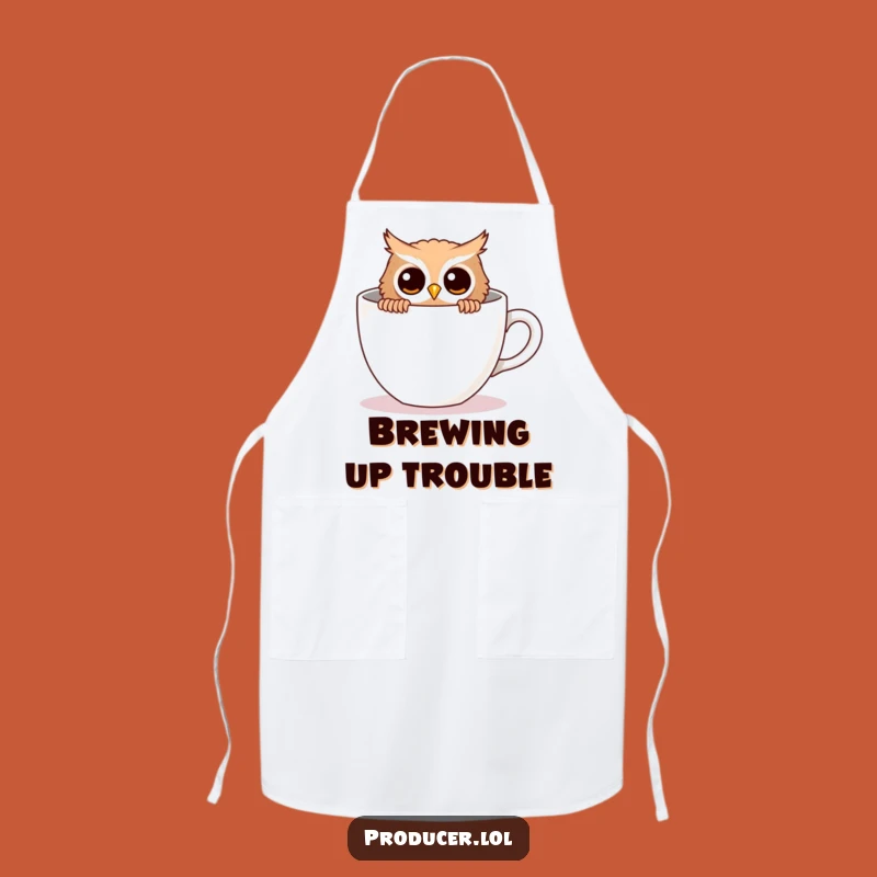 Funny Owl Apron - Chef's Curious Peek, Coffee Break Protector