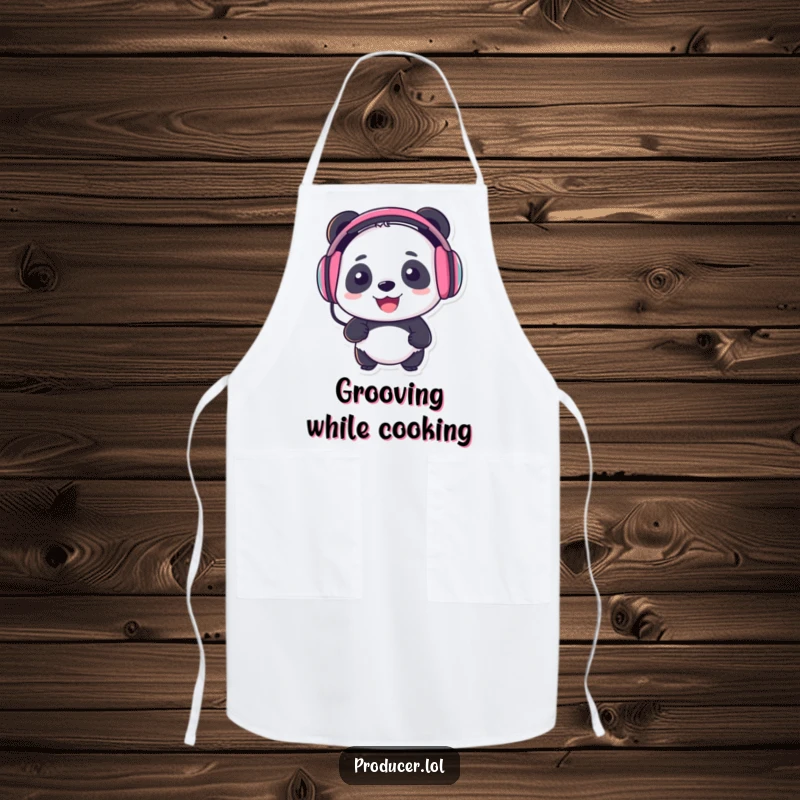 Funny Panda DJ Apron: A panda DJ ready to cook up a storm, perfect funny gift for kitchen maestros.