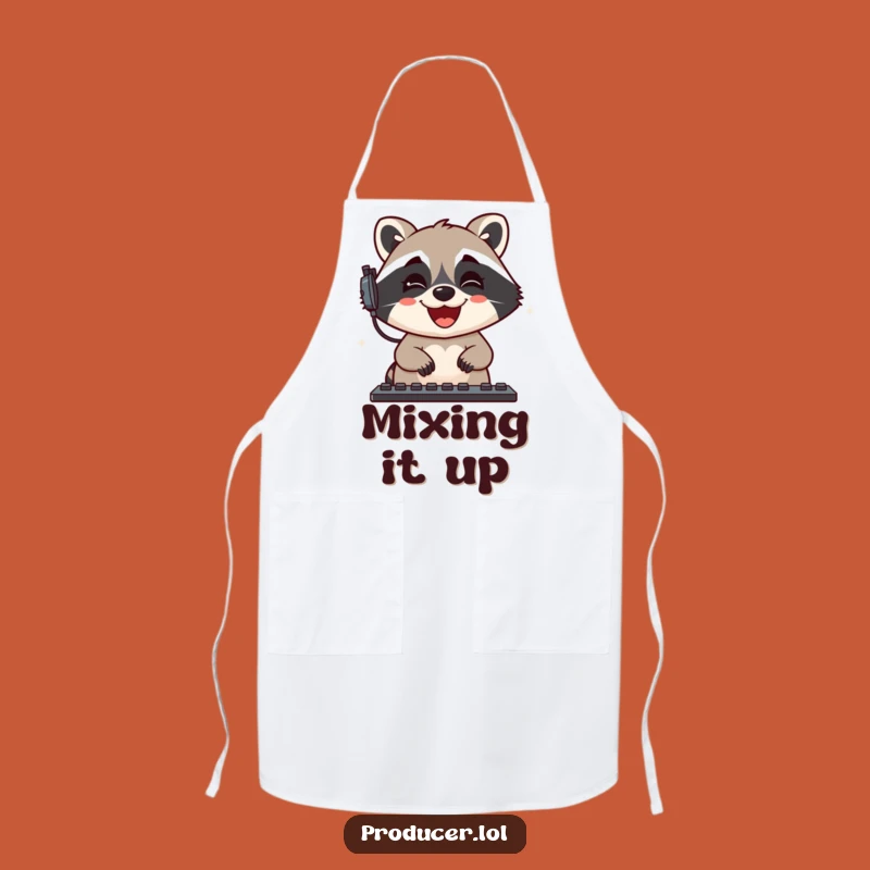 Funny Raccoon Sound Mixer Apron: Kitchen Audio Chef Gift