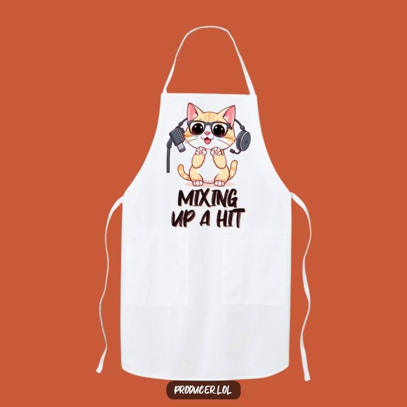 Funny Cat DJ Apron: Chef's Kitchen Fun with Musical Flair