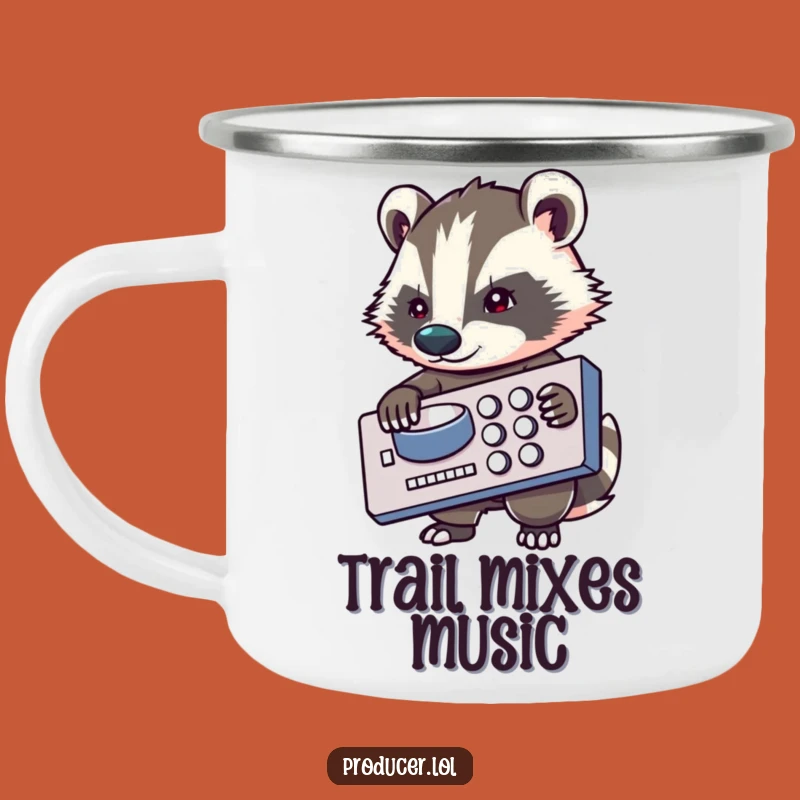 Funny Badger Camping Mug: Outdoor Music Producer Gift for Adventurers