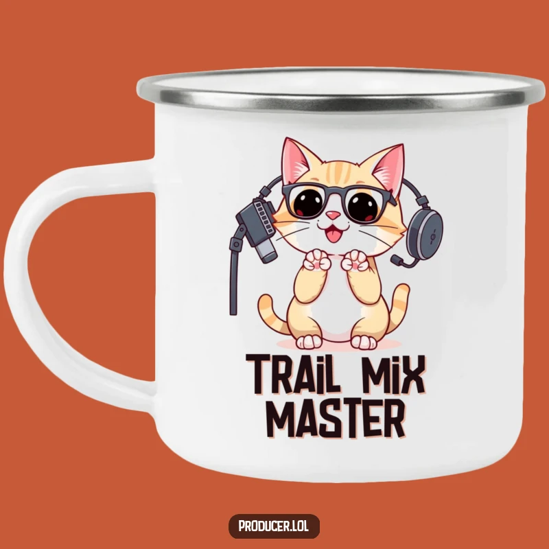 Funny Cat DJ Camping Mug: Adventure Tunes for Outdoor Fun
