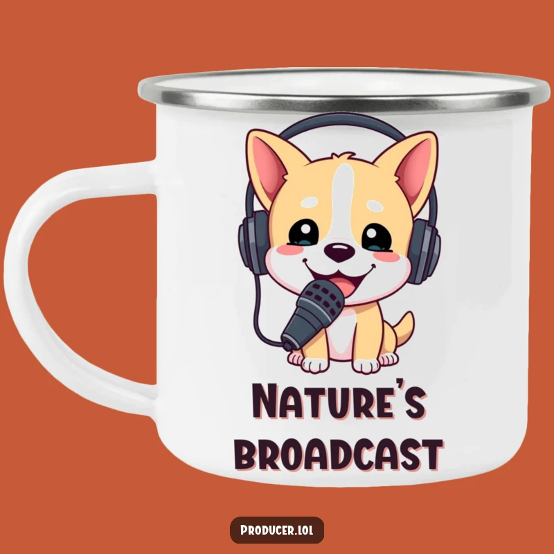 Funny Dog DJ Camping Mug: Headset Mic Adventure, Gift
