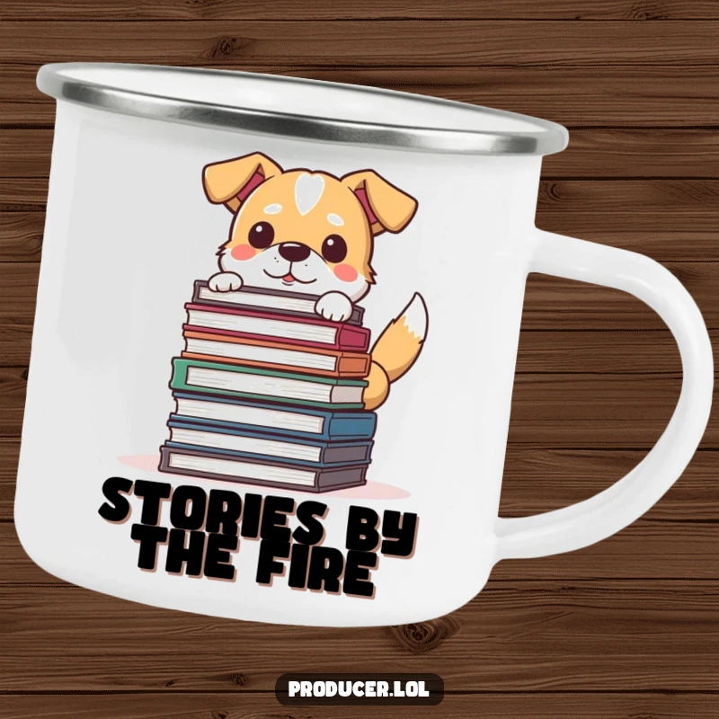 Funny Dog Filmmaker Camping Mug: Determined dog director ready for adventure, perfect funny gift.