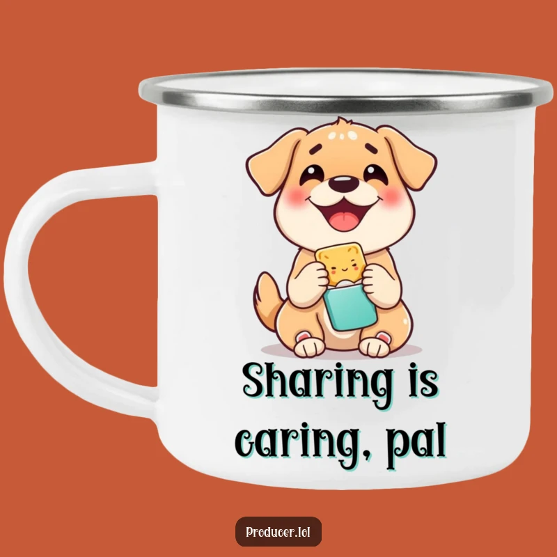 Funny Dog Sharing Snack Camping Mug: Happy Pup Adventure Gift