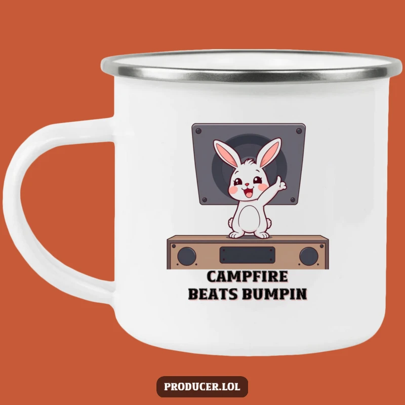 Funny Rabbit Campfire Mug, Outdoor Beats & Laughter, Hilarious Camping Gift