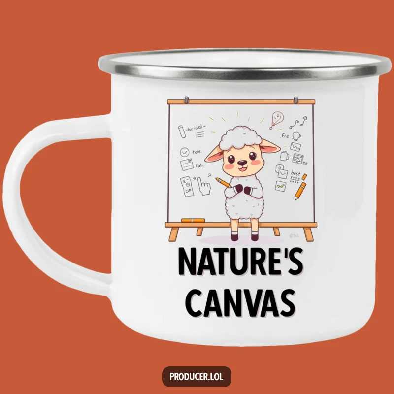 Funny Sheep Camping Mug: Idea Fuel for Adventures, Hilarious Sketch Art, Outdoor Gift