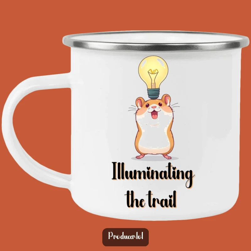 Funny Hamster Idea Camping Mug: Enamel Energetic Hamster Bulb - Rugged & Hilarious Outdoor Gift!
