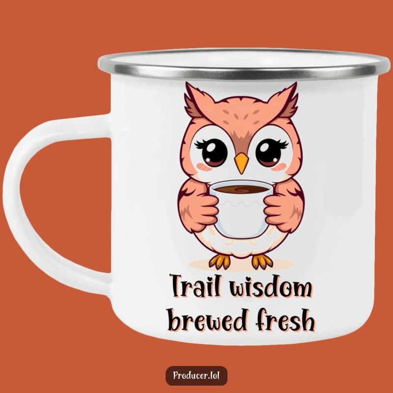 Funny Owl Camping Mug: Enamel Smiling Owl Coffee Mug - Rugged & Hilarious Outdoor Gift!
