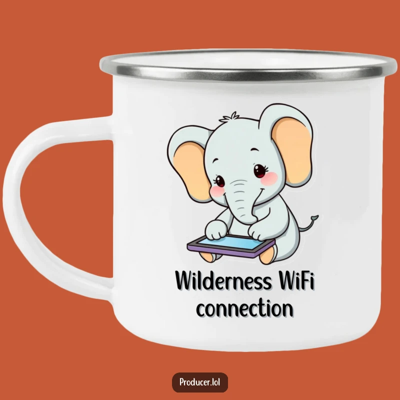 Funny Elephant Tablet Camping Mug: Outdoor Happy Animal Drinkware Gift