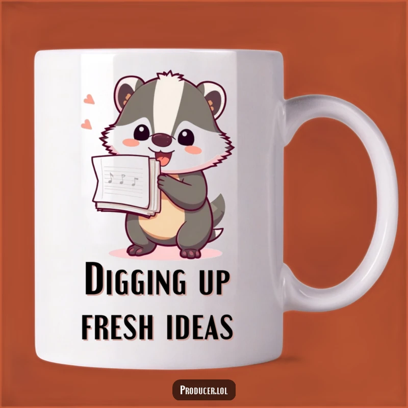 Funny Badger Producer Mug: Hilarious Music Notes Gift for Busy Creatives