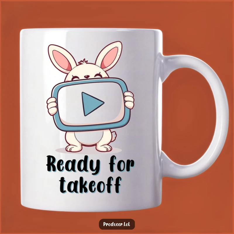 Funny Bunny Gamer Mug: Play Button Power for Determined Fans