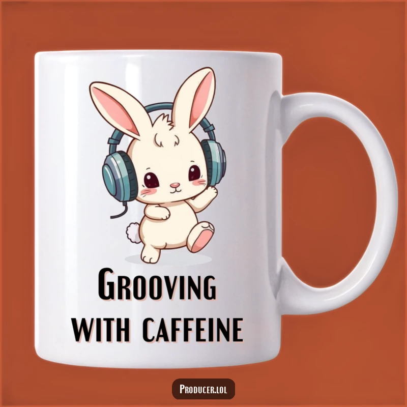 Funny Bunny Headphones Mug: Groovy Beats & Curious Vibes Gift