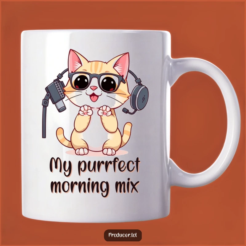 Funny Cat DJ Mug: Enthusiastic Producer Gift for Music Lovers