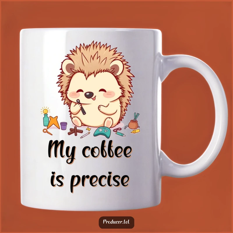 Funny Hedgehog Organizer Mug: Meticulously Arranging Props Hilariously, Perfect Gift
