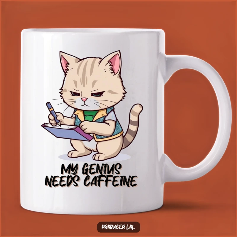 Funny Cat Scribble Mug: Determined Feline Note-Taker, a Hilarious Gift for Busy People
