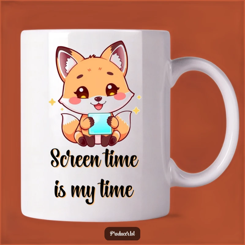 Funny Fox Tech Mug: Playful Fox with Glowing Screen - Hilarious Gadget Lover Gift!
