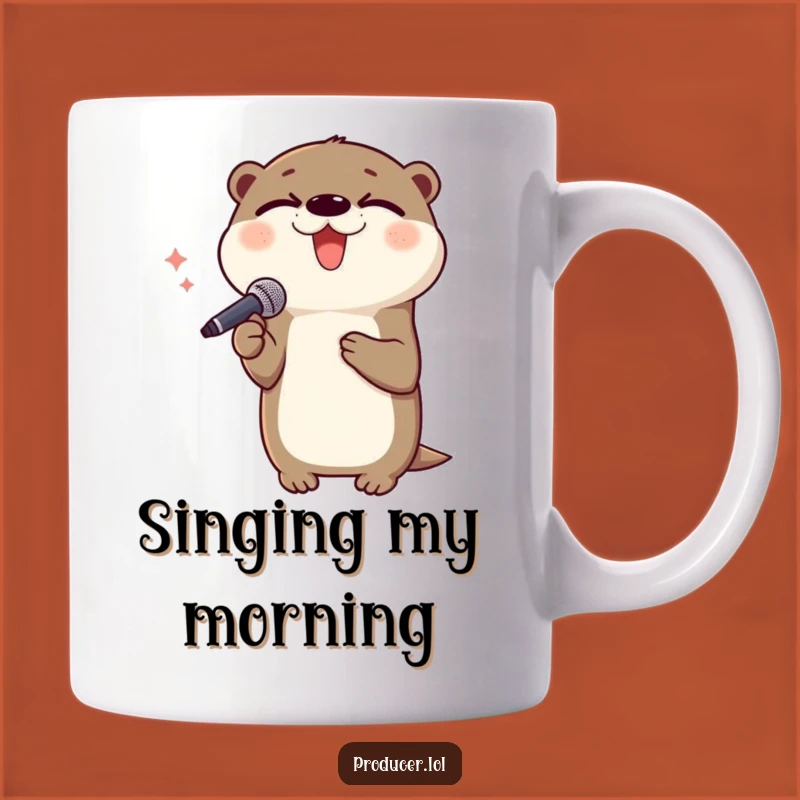 Funny Otter Singing Mug: Delighted Performer Gift for Karaoke Fans