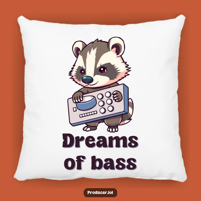 Funny Badger Pillow: Cozy Music Producer Decor for Determined Fans