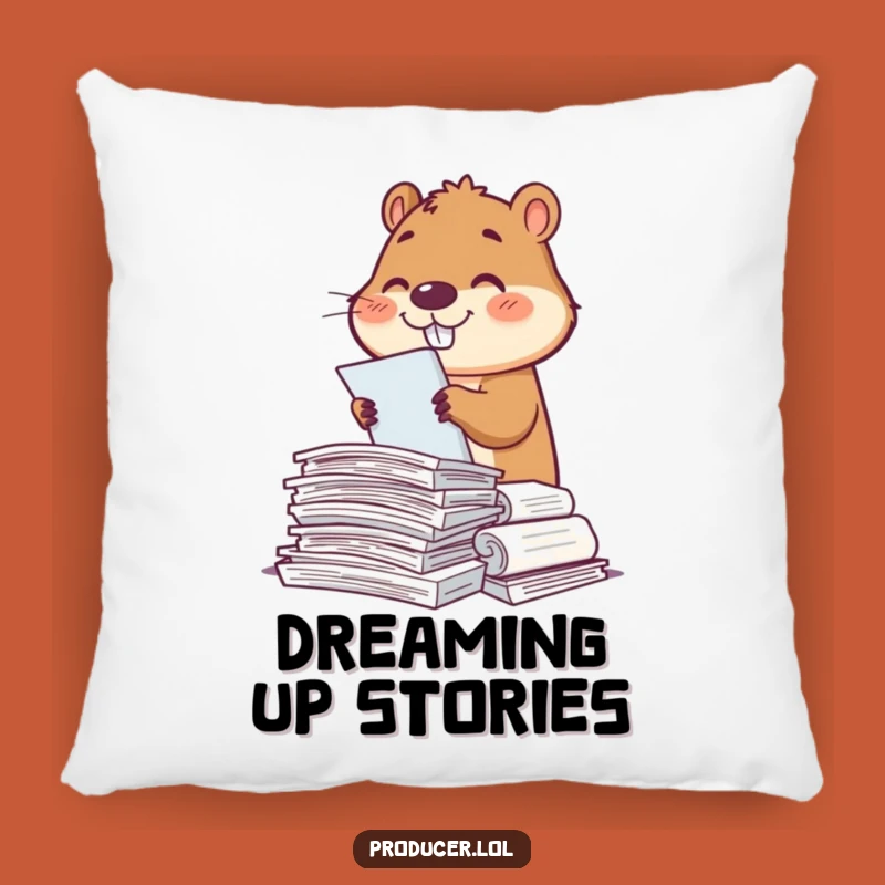 Funny Beaver Script Sorter Pillow: Cozy Organizer, Comfy Gift for Book Lovers