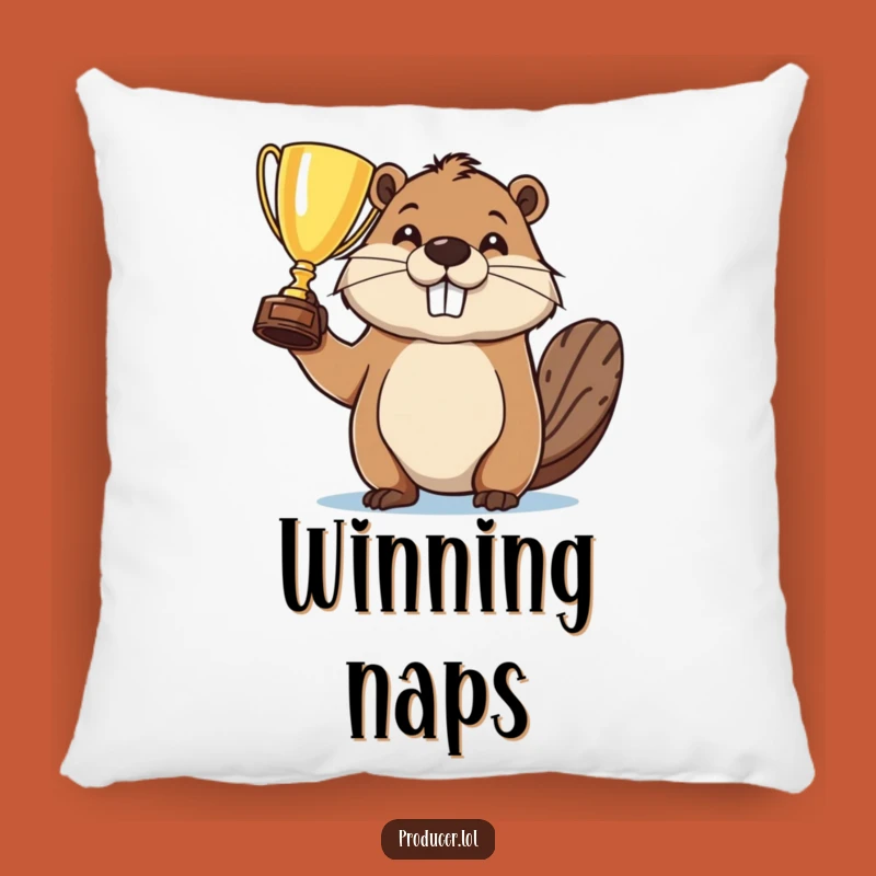 Funny Beaver Trophy Pillow: Cozy Comfort Celebrating Hilarious Victories