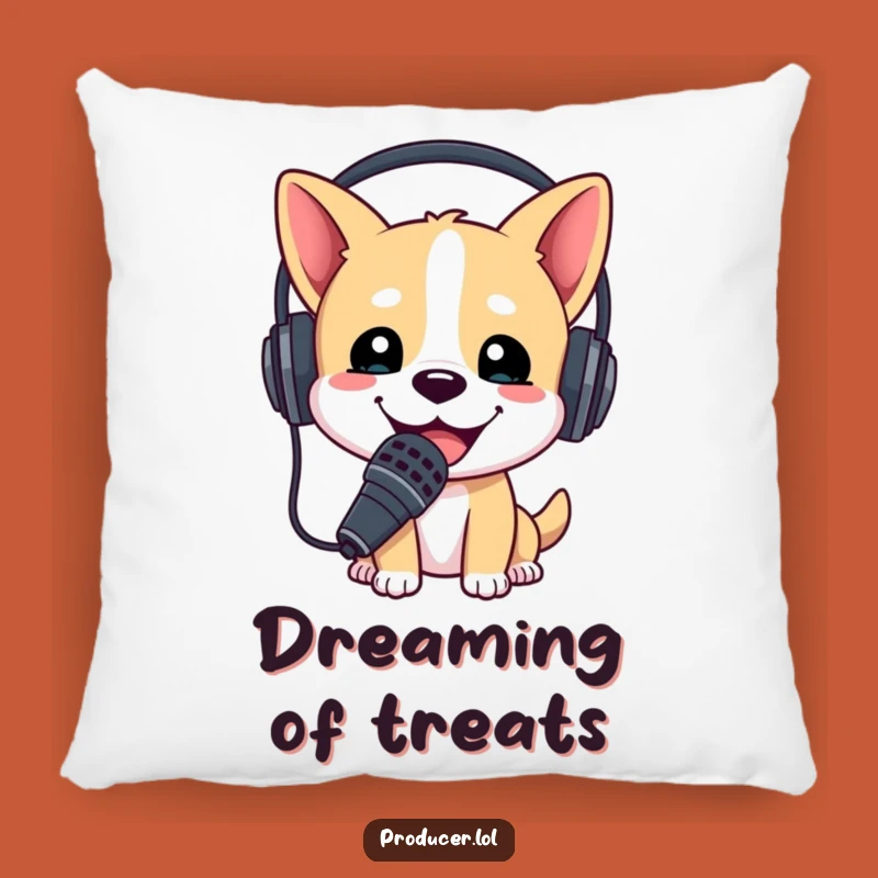 Funny Dog DJ Pillow: Headset Mic Comfort, Cozy Humorous Gift