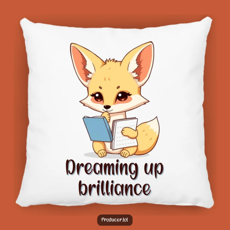 Funny Fennec Fox Pillow - Pondering Script Notebook Comfort Cushion