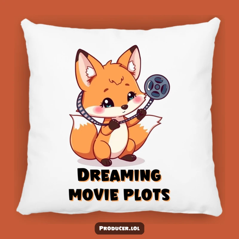 Funny Fox Film Reel Pillow: Cozy & Comical Movie Lover Comfort