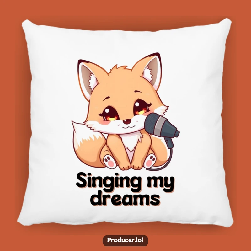 Funny Fox Singer Pillow: Cozy & Hilarious Microphone Accent Pillow