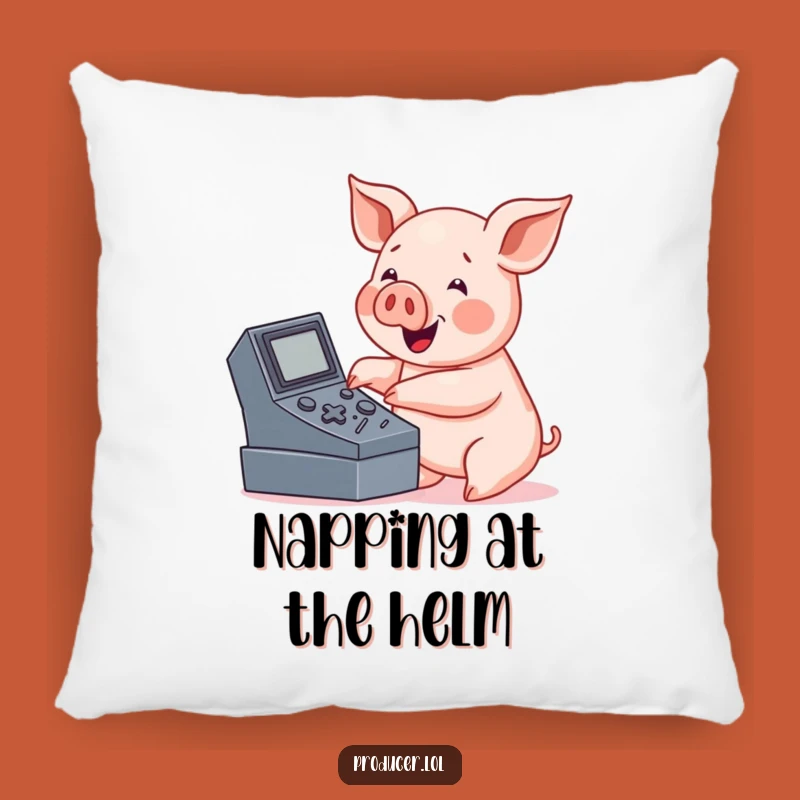 Funny Pig Console Pillow - Cozy Button Pusher Cushion