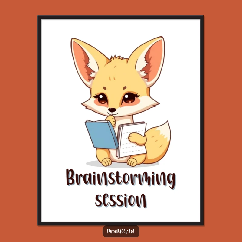 Funny Fennec Fox Digital Art - Pondering Script Notebook Creative Spark