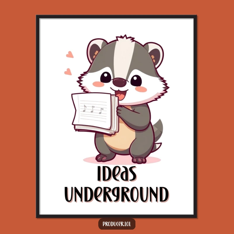 Funny Badger Producer Digital Art Print: Hilarious Notes Artwork Download