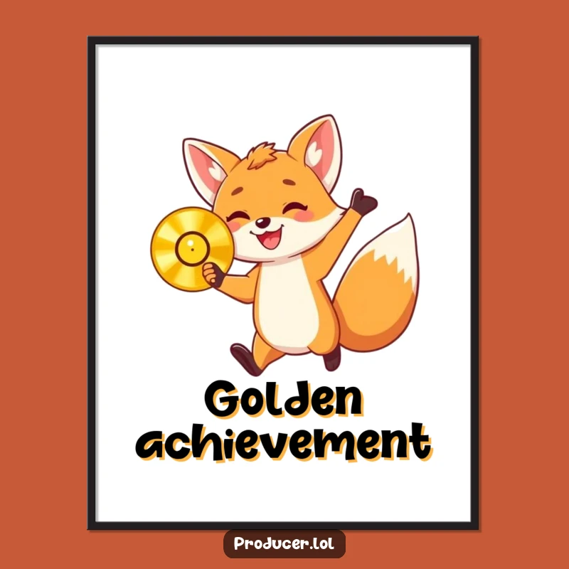 Funny Digital Art: Fox Cub Golden Record - Celebrate Your Space