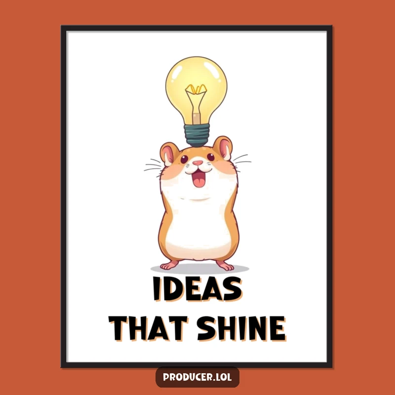 Funny Hamster Idea Digital Art: Energetic Hamster Bulb Art Print - Instant Hilarious Download Gift!
