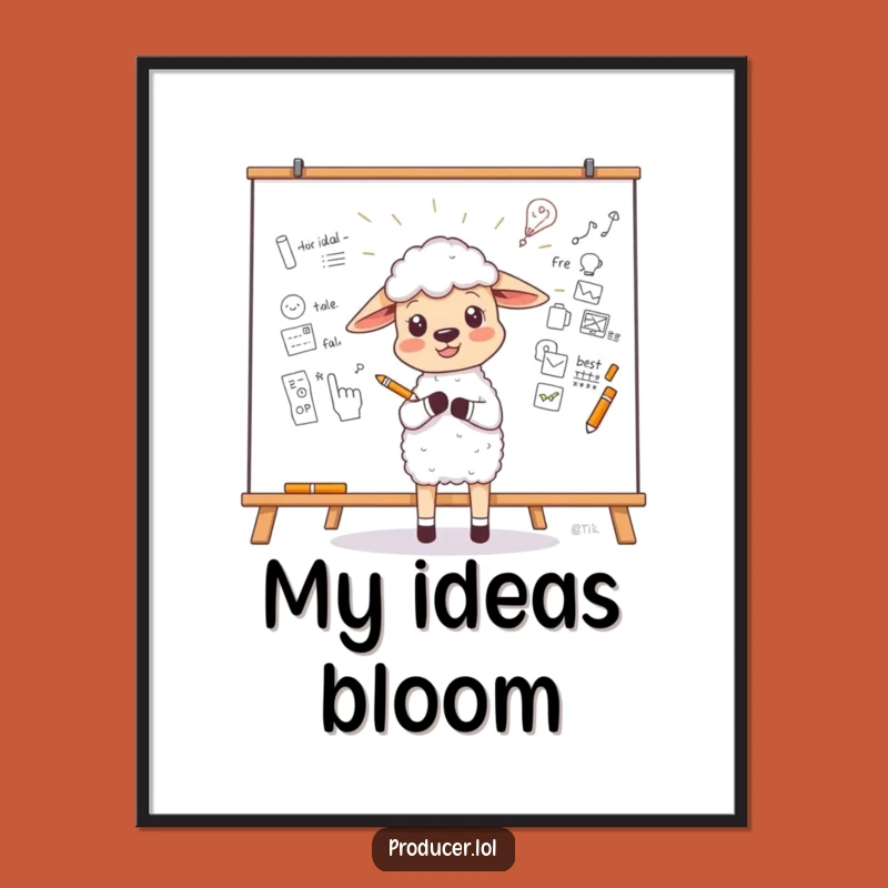 Funny Sheep Digital Art: Enthusiastic Idea Sketch, Hilarious Concept Art, Instant Download Gift