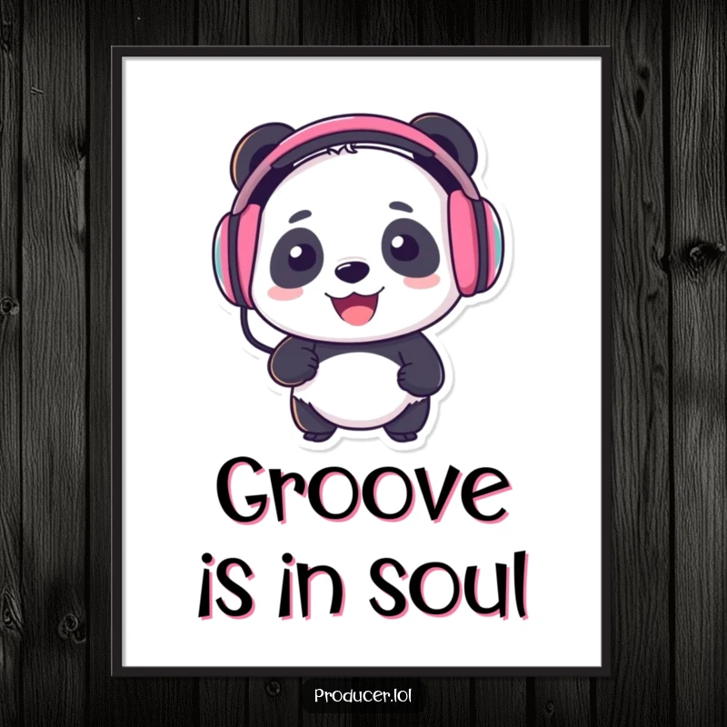 Funny Panda DJ Digital Art Print: Panda DJ's energetic vibe for instant cool wall decor, great funny gift.