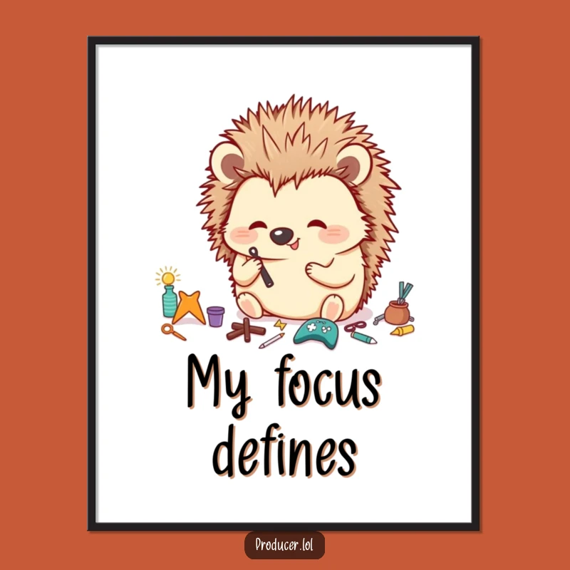Funny Hedgehog Digital Art: Meticulous Prop Organizer, Hilarious Scene, Instant Download Gift