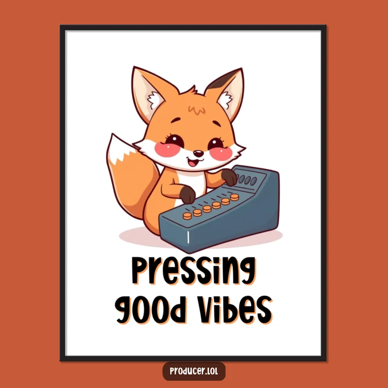Funny Fox Digital Print: Cheerful DJ Wall Art for Music Rooms