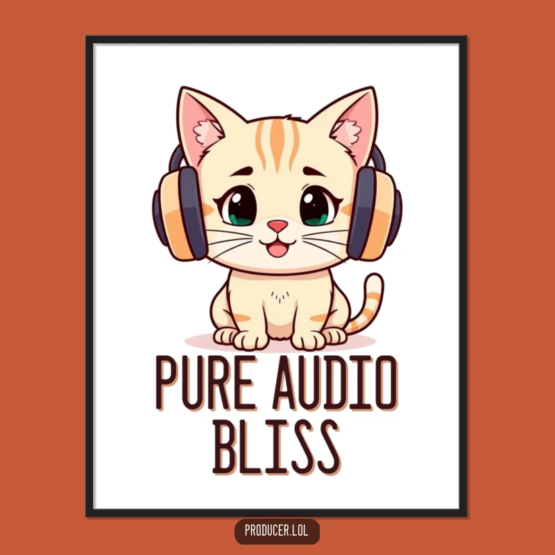 Funny Cat Listening Digital Art, Instant Music Lover Decor, Hilarious Gift