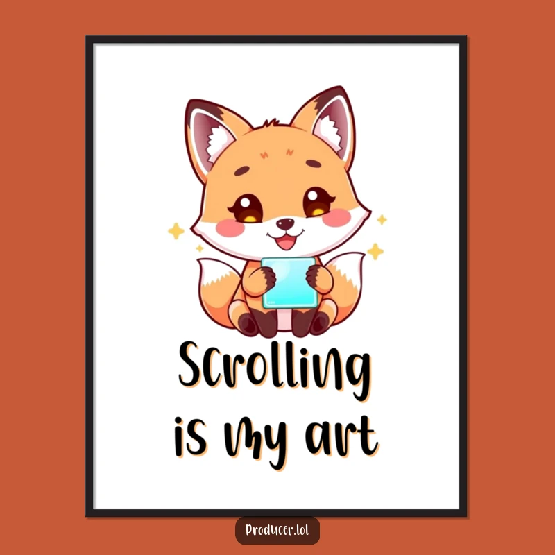 Funny Fox Tech Digital Art: Playful Fox Screen Art Print - Instant Hilarious Download Gift!