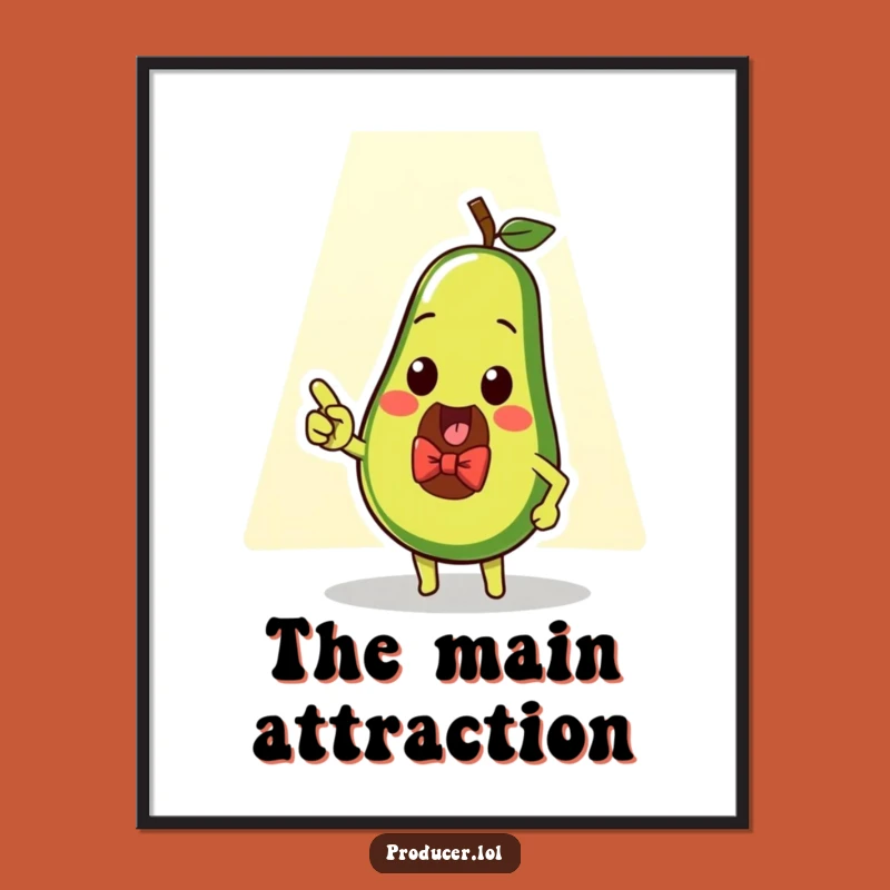 Funny Avocado Spotlight Digital Art: Dapper Gentleman's Star Scene