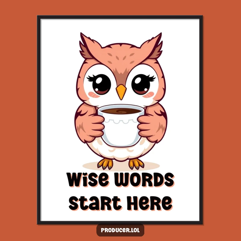 Funny Owl Digital Art: Happy Smiling Owl Art Print - Instant Hilarious Download Gift!