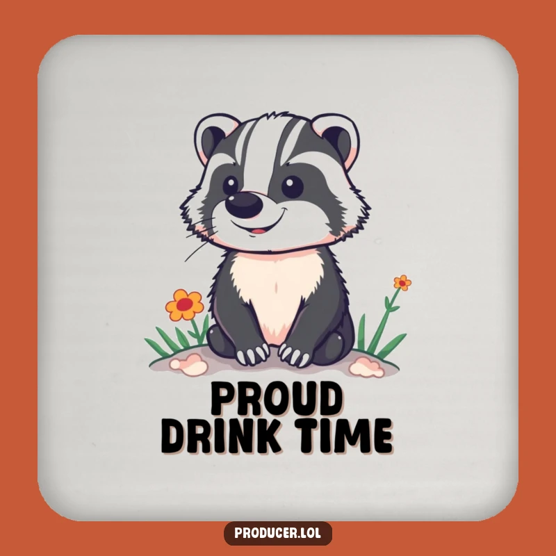 Funny Badger Coaster: Vibrant Set View, Hilarious Drink Protection Gift