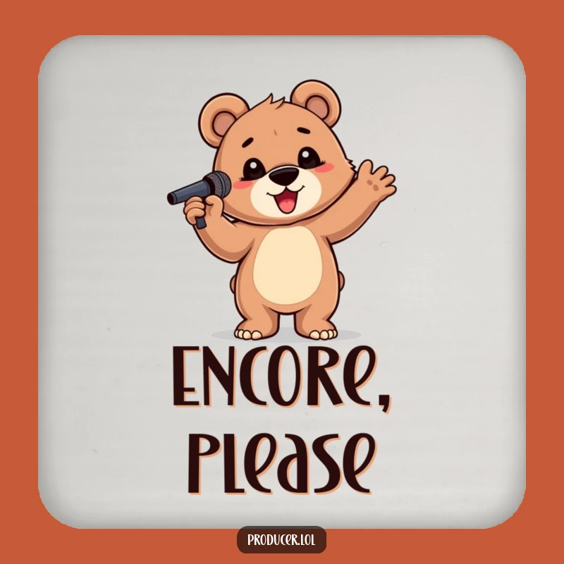 Funny Bear Cub Microphone Coaster: Protect Surfaces with Rockstar Humor, Great Funny Gift!