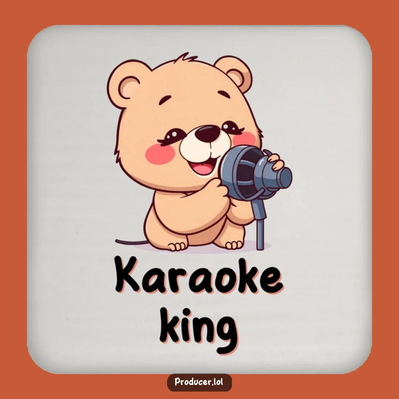 Funny Bear Mic Drop Coaster: Protect Surfaces with Musical Humor