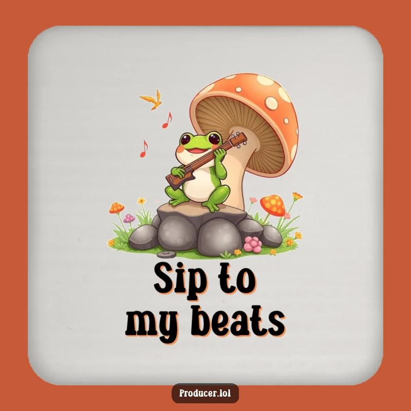 Funny Frog Symphony Coaster: Protect Surfaces with Mushroom Music Art - Funny Gift